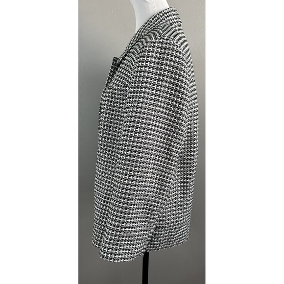JM Collection Womens Suit Jacket Size 16 white Black Lined 3 Button Close Blazer - Picture 2 of 5